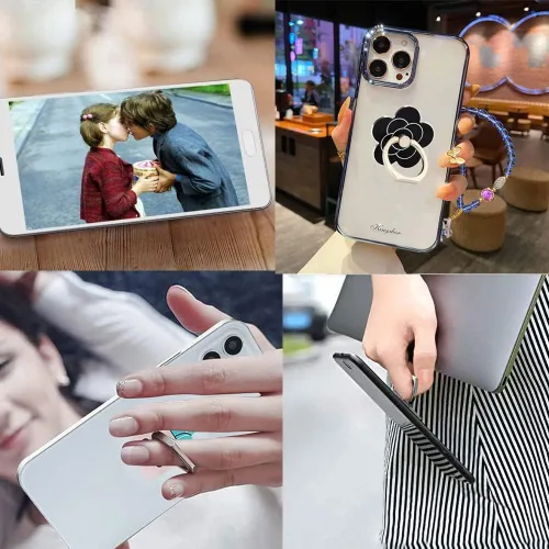 Vista 4 de Fwaytech - Soporte de anillo para teléfono celular, diseño de flor, rotación 360, soporte de metal para teléfonos inteligentes, paquete de 4 (flor 4)