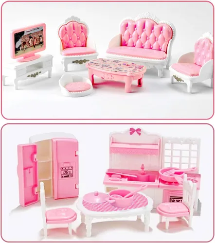 Vista 3 de 35 piezas de set de accesorios para muebles de casa de muñecas en miniatura, muebles pequeños para casa de muñecas, muebles en miniatura para casa
