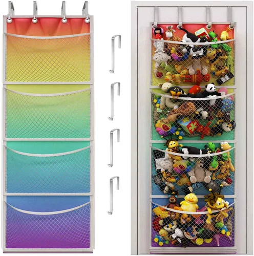 Vista 11 de Honeyera The Original - Almacenamiento de animales de peluche (patentado) – Organizador sobre la puerta para rellenos, juguete de peluche/hamaca