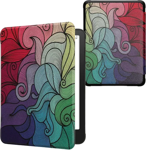 Vista 22 de kwmobile Funda compatible con Amazon Kindle Paperwhite 11. Generación 2021 - Funda para lector electrónico - Libros y páginas Beige/Marrón/Dorado