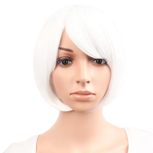 Vista 12 de Moda de niña: peluca de pelo corto recto natural de la marca MapofBeauty. Azul marino