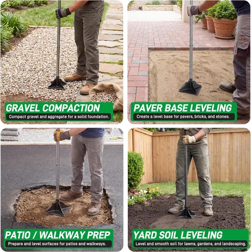 Vista 4 de Walensee Mango de acero con mango de 48 pulgadas de goma de jardín de 8"x8" para ahorrar mano de obra, herramienta ideal de acero total, de alta
