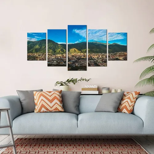 Vista 4 de HPUXSYIO Art - Póster artístico de pared de 5 piezas, arte de paisaje, Parque Nacional El Ávila, pintura en lienzo, póster de arte de pared