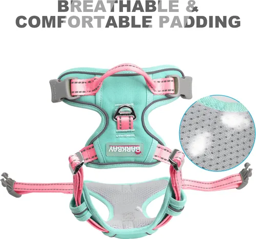 Vista 134 de BARKBAY - Arnés para perro sin tirones con clip frontal, material resistente y reflectante, asa de fácil control para pasear perros grandes