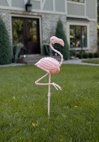 Vista 3 de Figura de Flamingo Rosa de 30 Pulgadas que Brilla en la Oscuridad Multicolor