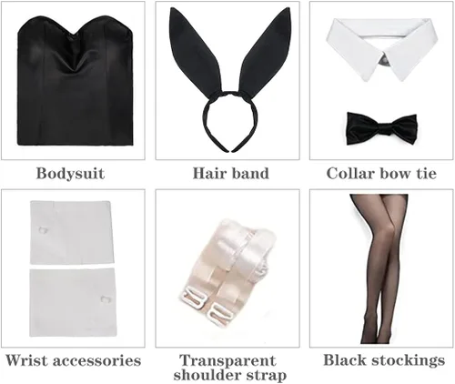 Vista 4 de Bunny Costume Women Bunny Girl Suit Anime Role Play Senpai Cosplay One Piece Bodysuit Stockings Set for Women Outfit
