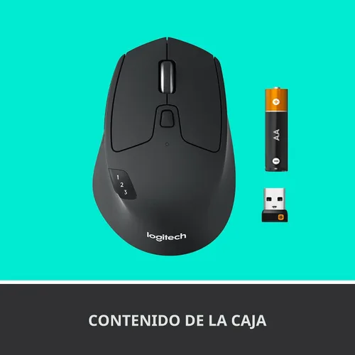 Vista 10 de Logitech M720 - Ratón inalámbrico de triatlón, Bluetooth, receptor unificador USB, 1000 DPI, 6 botones programables, batería de 2 años, compatible
