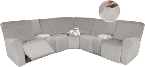Vista 127 de HDCAXKJ Fundas de sofá seccional reclinable de terciopelo, cubierta de sofá seccional en forma de L, lavable, elástica, suave, para rincón