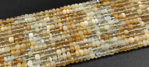 Vista 2 de Hanumat Gems - Lote de 10 hebras de cuentas de piedras preciosas facetadas de ópalo amarillo peruano, cuentas facetadas de ópalo peruano, cuentas