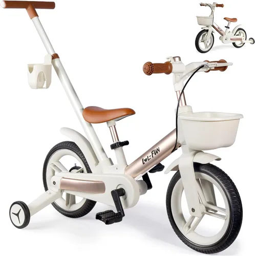 Vista 9 de Bicicleta de equilibrio 6 en 1 para niños pequeños con mango de empuje y Verde