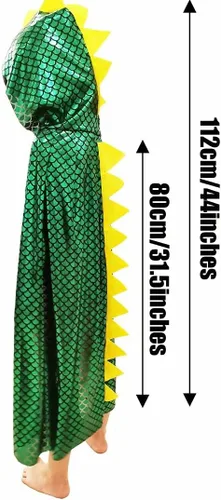 Vista 7 de Disfraces de dinosaurio, capa de dragón verde, ropa de disfraces de Halloween de 3 a 8 años