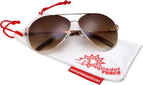 Vista 2 de grinderPUNCH - Gafas de sol de aviador de gran tamaño XL, de marco ancho, extra grandes, 5.827in