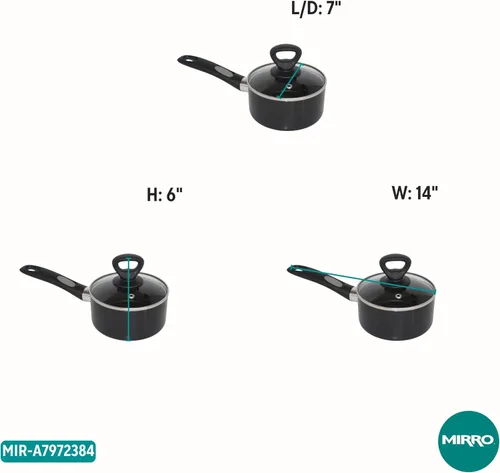 Vista 7 de Mirro A79723 Get-A-Grip - Sartén antiadherente de aluminio con tapa de vidrio, 2 cuartos de galón, color negro