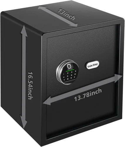 Vista 5 de Caja de seguridad biométrica para el hogar, caja de seguridad para pistola de huellas dactilares, caja de dinero para joyas, pistola de dinero
