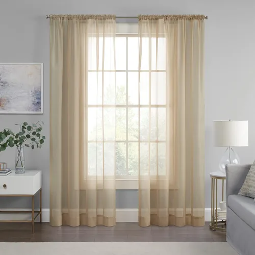 Vista 12 de Eclipse Livia - Cortina transparente con bolsillo para barra, 59 x 63 pulgadas, color negro