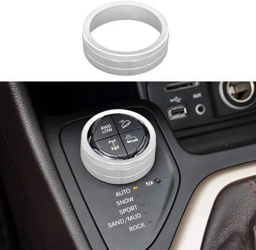 Vista 8 de Cubierta de perilla 4WD compatible con Jeep Cherokee Compass Renegade, perilla de botón de interruptor de control de consola central 4WD (Negro)