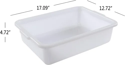Vista 3 de Morcte Paquete de 3 cajas de autobús comercial de 13 L, bañera de autobús de plástico, color blanco