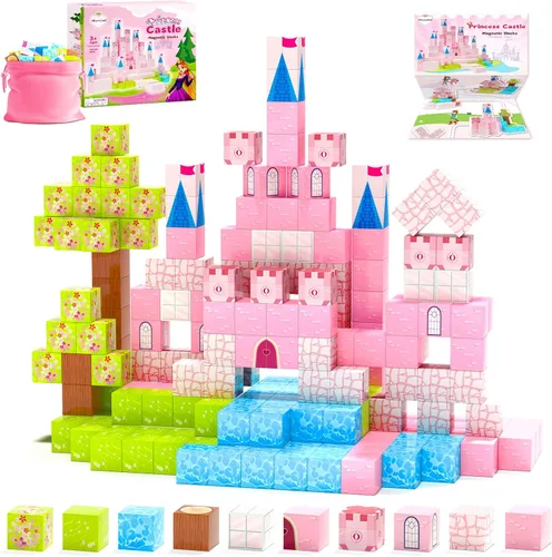 Vista 10 de Hiwawind 40 bloques magnéticos, regalos ideales para niños de 3, 4, 5, 6 años, juguetes de aprendizaje STEM para niños y niñas de 3 a 5 años