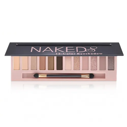 Vista 8 de Paleta de Sombras de Ojos de 12 Colores Maquillaje Colores Nude Naturales Nude Mate Shimmer Brillo Glitter Pigmento Conjunto de Paletas de Sombra