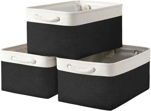 Vista 52 de TheWarmHome Contenedores de almacenamiento para estantes, tamaño mediano, 3 unidades, 13.8 pulgadas de largo x 9.8 pulgadas de ancho x 6.7 pulgadas