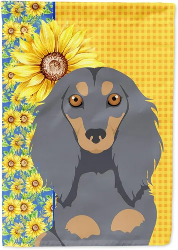 Vista 70 de Caroline's Treasures WDK5313GF Bandera de jardín con diseño de girasoles de verano, color negro y tostado, Airedale Terrier para buzón, bandera