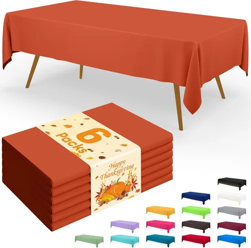 Vista 119 de Smiry - Juego de 6 manteles desechables, 54 x 78 pulgadas, manteles impermeables rectangulares para fiestas, cubierta de mesa de plástico