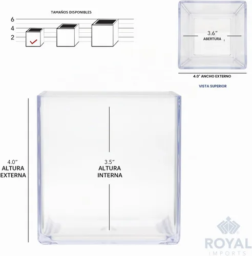 Vista 7 de Royal Imports Florero decorativo de acrílico transparente en forma de cubo – Florero cuadrado de plástico de 4"x4" para flores – Centro de mesa