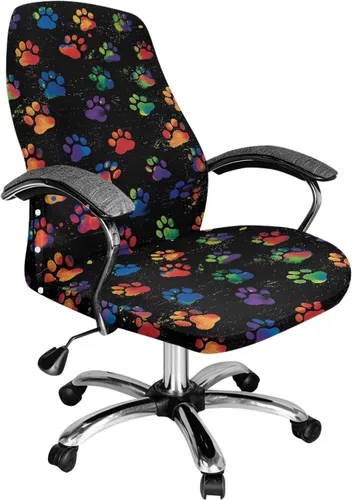 Vista 33 de Xoenoiee Bee Floral Print Office Chair Covers, Stretch Computer Boss Chair Cover with Button High Back Chair Slipcover Anti-Dust Rotating Chair