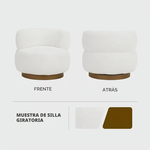 Vista 4 de Lexicon Silla giratoria de barril de sherpa, asiento cómodo tapizado, silla individual para sofá, silla de lectura moderna para sala de estar