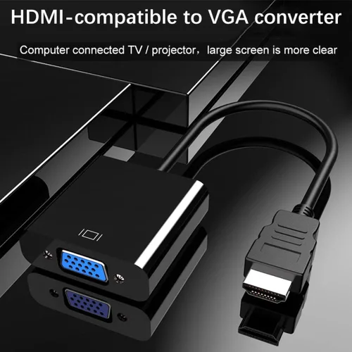 Vista 5 de Zuya Adaptador HDMI a VGA, convertidor de adaptador HDMI a VGA chapado en oro, Full HD 1080P, tarjeta de video externa, adaptador de monitor
