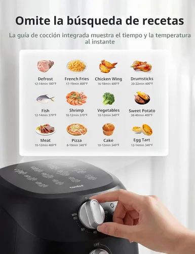 Vista 3 de COMFEE' Compacta Freidora de Aire de 2.1 Cuartos con 12 Opciones de Menú, Temporizador Ajustable y Control de Temperatura de 82-204 Grados C, Cesta