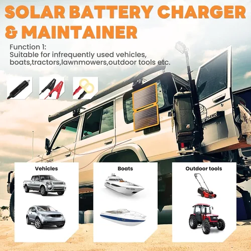 Vista 2 de FieryRed - Cargador y mantenedor de batería de coche con panel solar de 20 W/12 V, cargador de carga continua plegable con controlador incorporado