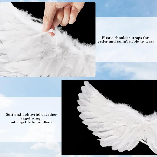 Vista 3 de Angel Wings Halloween Angel Costume Christmas Decorations Angel Wings Costume for Girls Kid Adult