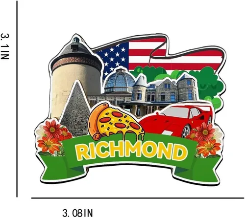 Vista 3 de Richmond Virginia USA - Imán de madera para nevera, monumentos 3D, recuerdos coleccionables, decoración hecha a mano -3255