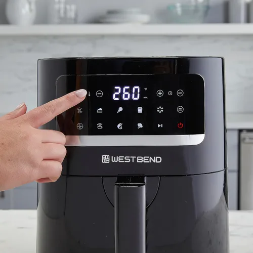 Vista 8 de West Bend Freidora de aire compacta de 5 cuartos de capacidad con controles digitales, pantalla LCD y 10 ajustes de cocción con recordatorio