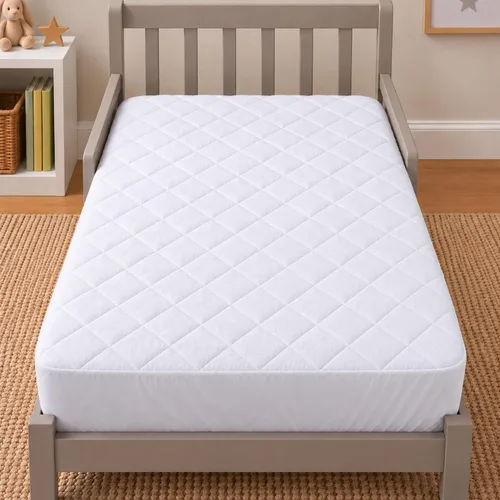 Vista 2 de Continental Bedding Protector de colchón, 100% algodón, relleno de polialgodón acolchado de 250 GSM, suave y transpirable, se adapta a colchones