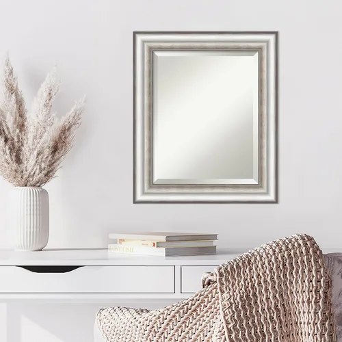 Vista 6 de Amanti Art Espejo de pared plateado de 25 x 21 pulgadas, espejo rectangular plateado de salón para baño, decoración de pared de sala de estar, marco