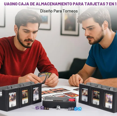 Vista 7 de Caja de baraja Commander de UAONO para MTG, estuche modular de 6 barajas con bandeja para dados, contiene más de 600 cartas con funda doble, caja