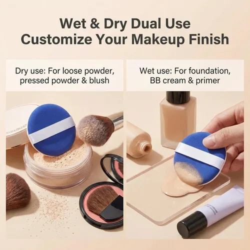 Vista 6 de Cojín de aire húmedo y seco de doble uso BB CC crema esponja base de maquillaje licuadora de maquillaje esponja de belleza impecable para cremas