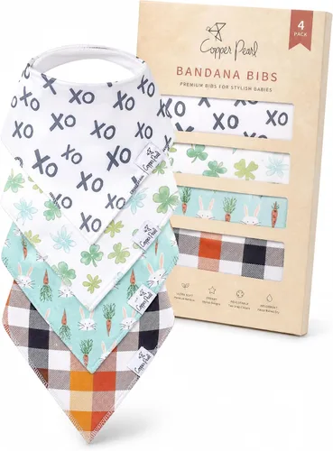 Vista 32 de Copper Pearl Baberos tipo bandana para bebé, paquete de 4 baberos de algodón suave para babear y dentición, absorbentes, ajuste ajustable, muchos