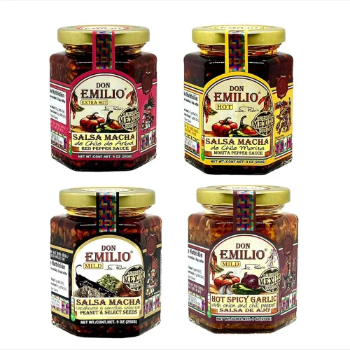 Vista 8 de Don Emilio Hot Chili Arbol Salsa Macha - Tarro prémium de 9 onzas Topping gourmet mexicano artesanal, aceite de chile de pimiento rojo crujiente