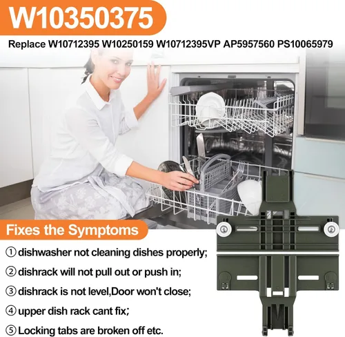 Vista 7 de AJUSTADOR DE REJILLA SUPERIOR DE LAVAVAJAS MEJORADO W10350375 W10712395 Piezas para Lavavajillas Whirlpool WDT730PAHZ0 WDT970SAHZ0 WDTA50SAHZ0