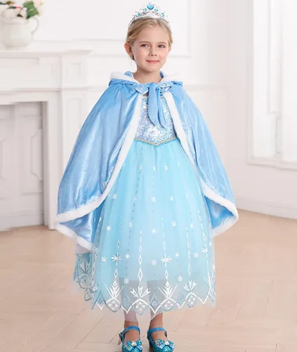 Vista 2 de iTVTi capa de princesa con capucha para niña, disfraz, para Halloween, Navidad, carnaval, cosplay