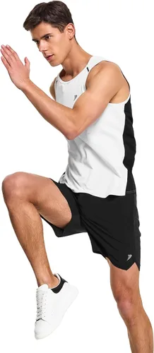 Vista 4 de DEMOZU Camiseta sin mangas para correr para hombre, para entrenamiento, gimnasio, atlética, muscular, tallas grandes y altas