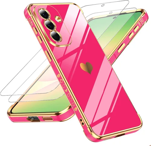 Vista 124 de LeYi Funda para Motorola-G 2025: Love Heart Plating Luxury, Negro
