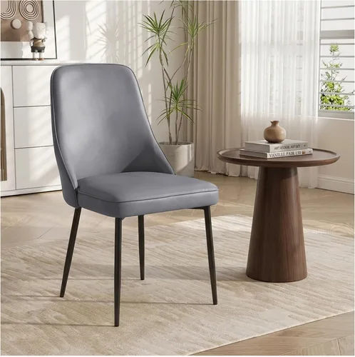 Vista 13 de Sillas de comedor de piel sintética, modernas y tapizadas, sillas de cocina, sillas auxiliares de cena con respaldo curvado y patas de metal