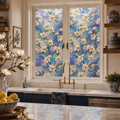 Vista 18 de UNI - Adhesivos 3D para ventana, diseño de piedra de río, color ámbar, 37.4 Ámbar Riverstone