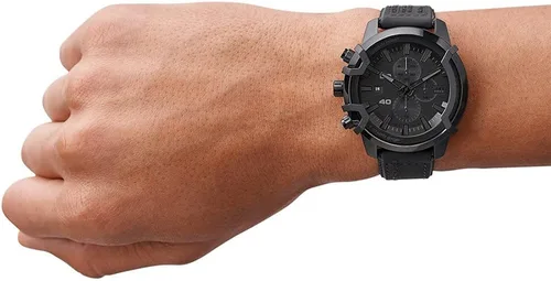 Vista 2 de Diesel GRIFFED Chronograph Watch with Black Leather Strap for Men DZ4556