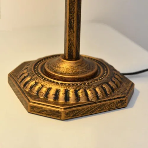 Vista 7 de Vintage Green Glass Shade Table Lamp Industrial Gold Iron Body Light Fixture with Pull Chain Desk