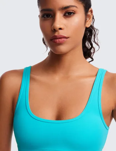 Vista 25 de CRZ YOGA Butterluxe - Mini brasier para mujer, cuello redondo, de bajo impacto, inalámbrico, deportivo, yoga, acolchado, para entrenamiento